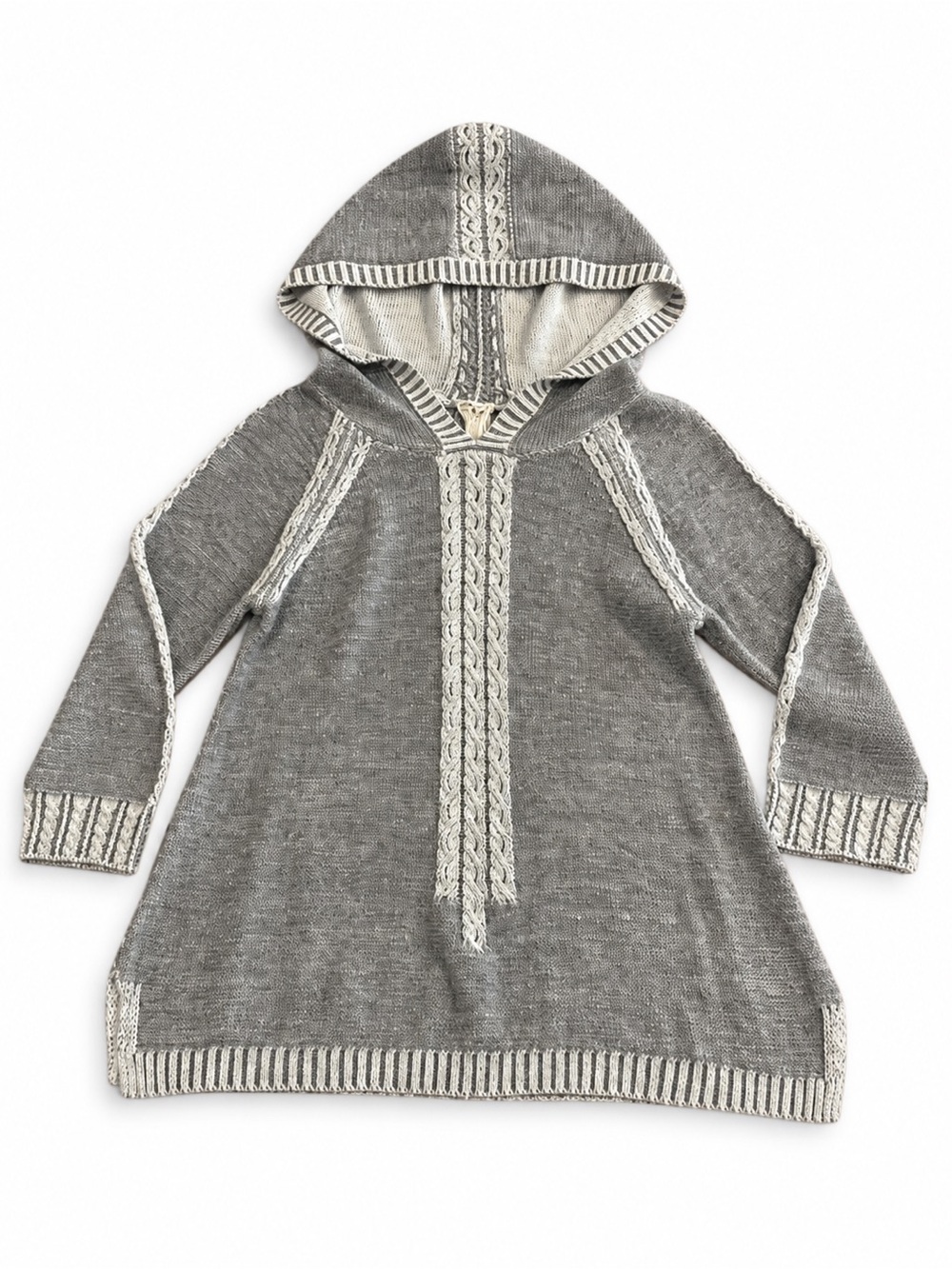 Anthropologie Small sweater hooded Knit Wool Linen EUC Far Away From Close